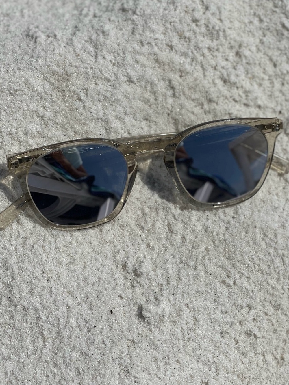 Saint Laurent Clear Frame Sunglasses with Rose Gold Lenses